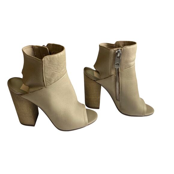 Dolce Vita Light Taupe Leather Open Heel and Toe 4-inch Booties Women's Size 6 - Picture 3 of 9